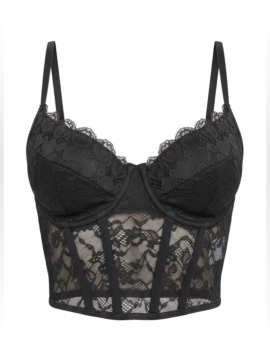Shein Black Lace Camisole Spaghetti Straps Women's Medium Size 6